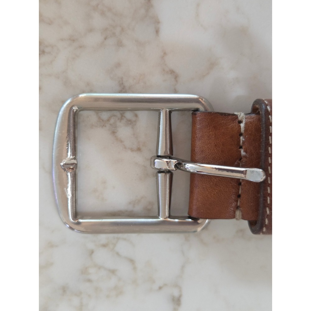 Martin Dingman Braided Stretch Belt 34 Beige Tan Leather Woven Elastic EUC - Picture 5 of 7